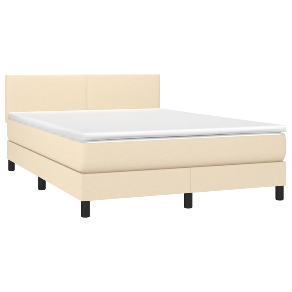 kontinentalseng med madras 140x190 cm stof cremefarvet