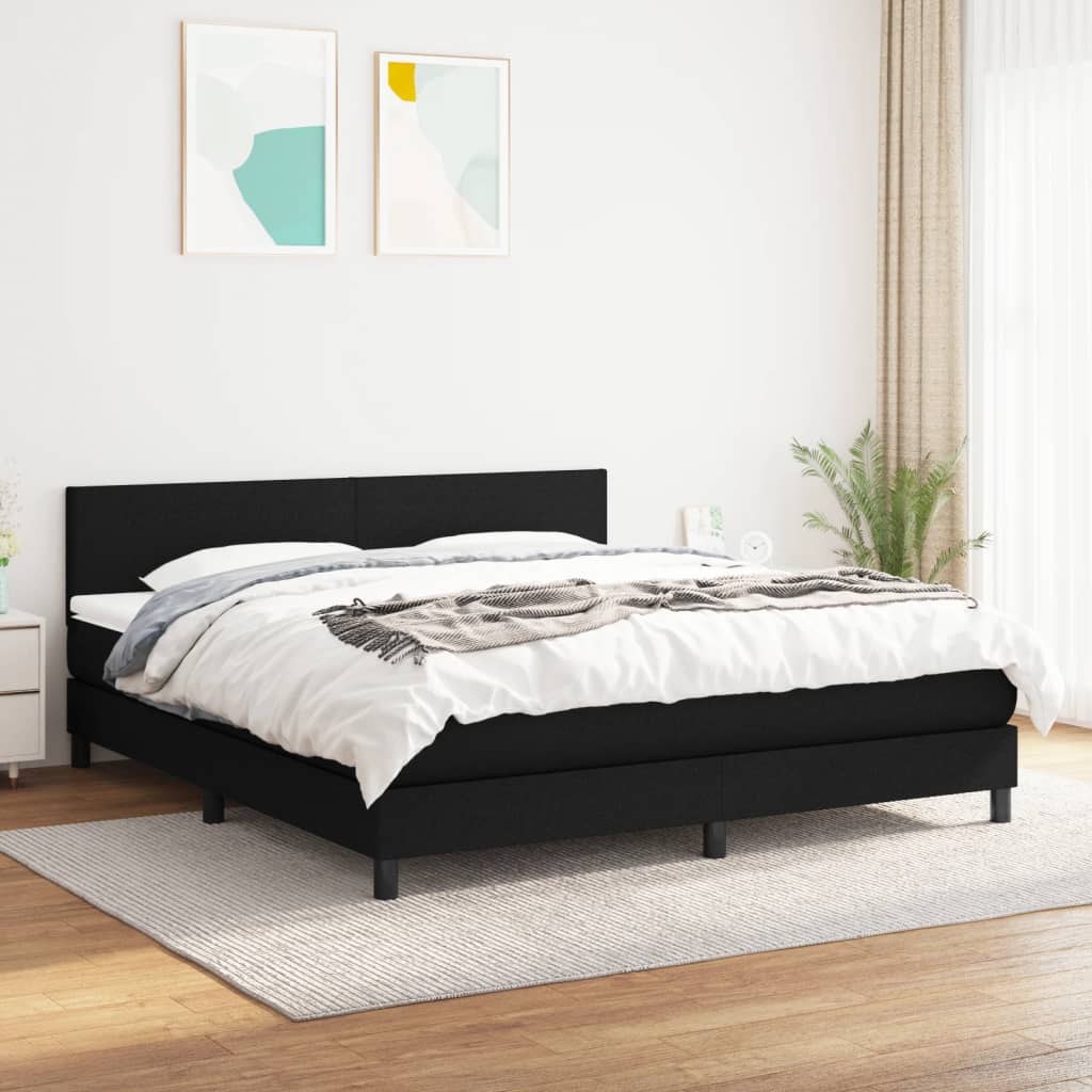 kontinentalseng med madras 160x200 cm stof sort billede