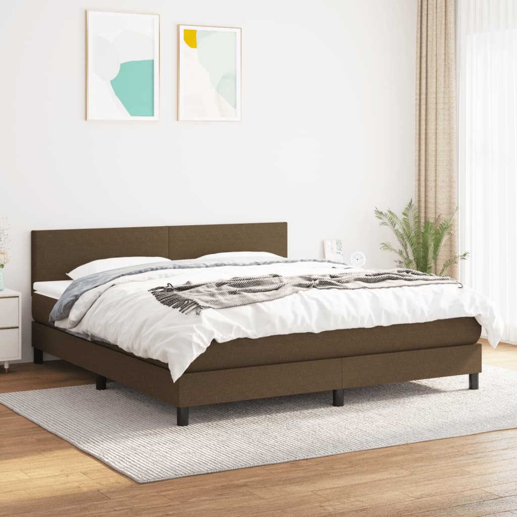 kontinentalseng med madras 180x200 cm stof mørkebrun billede
