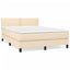 kontinentalseng med madras 140x190 cm stof cremefarvet