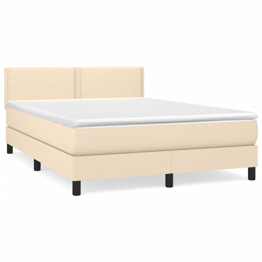 kontinentalseng med madras 140x190 cm stof cremefarvet