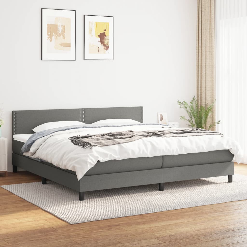 kontinentalseng med madras 200x200 cm stof mørkegrå billede
