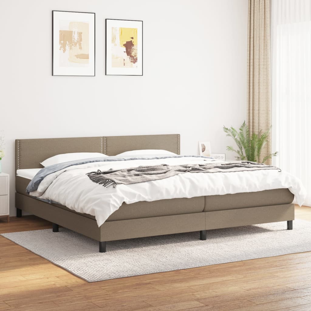 kontinentalseng med madras 200x200 cm stof gråbrun billede