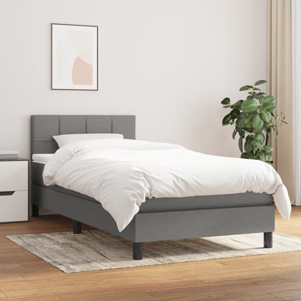 kontinentalseng med madras 80x200 cm stof mørkegrå
