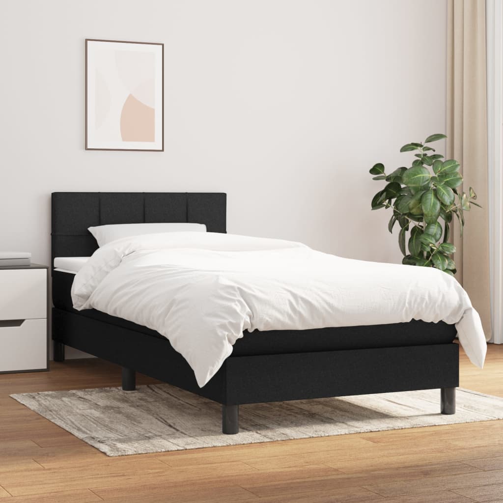 kontinentalseng med madras 80x200 cm stof sort billede