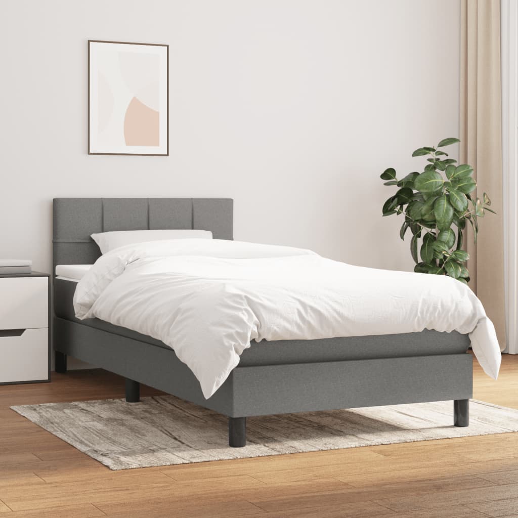 kontinentalseng med madras 100x200 cm stof mørkegrå billede
