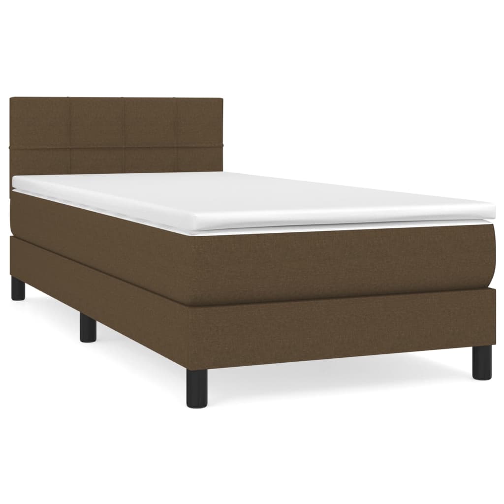 kontinentalseng med madras 100x200 cm stof mørkebrun
