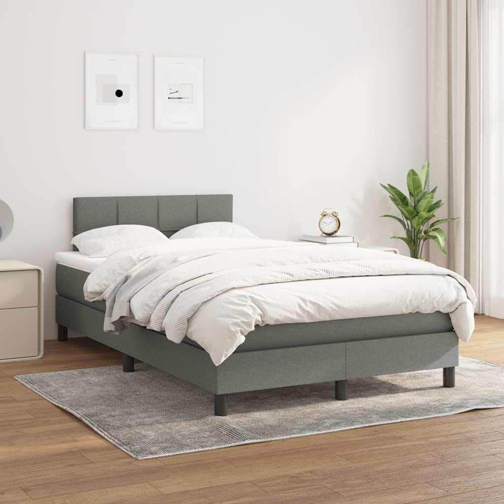 kontinentalseng med madras 120x200 cm stof mørkegrå