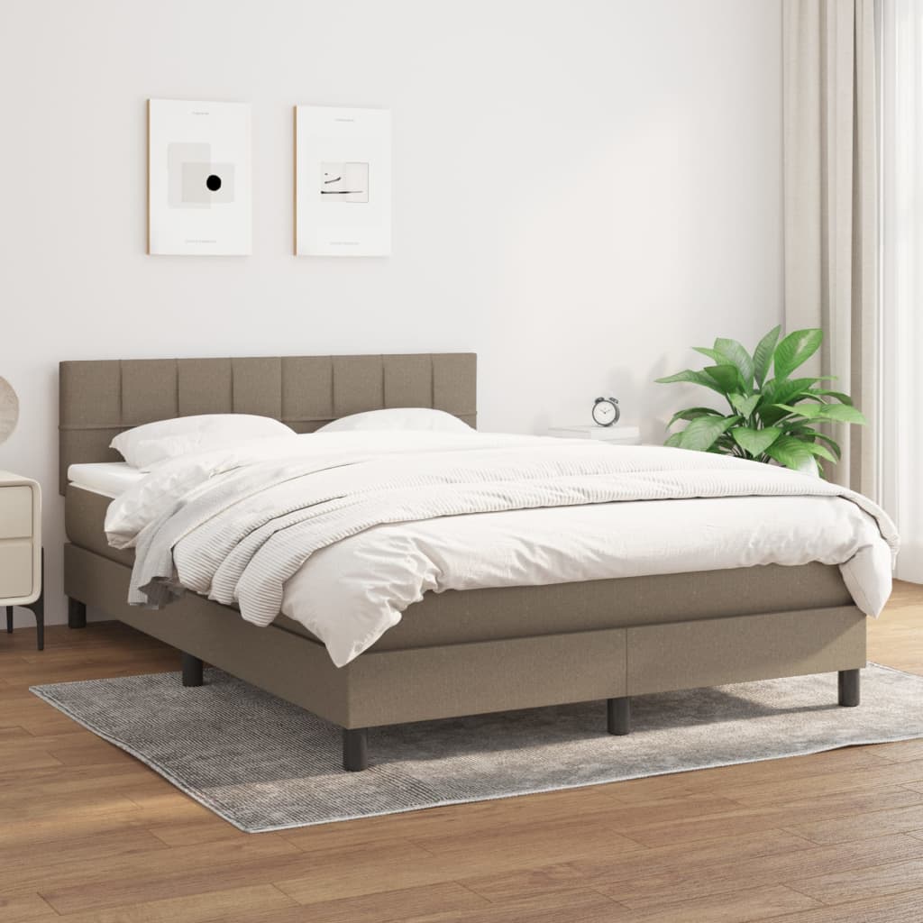 kontinentalseng med madras 140x200 cm stof gråbrun