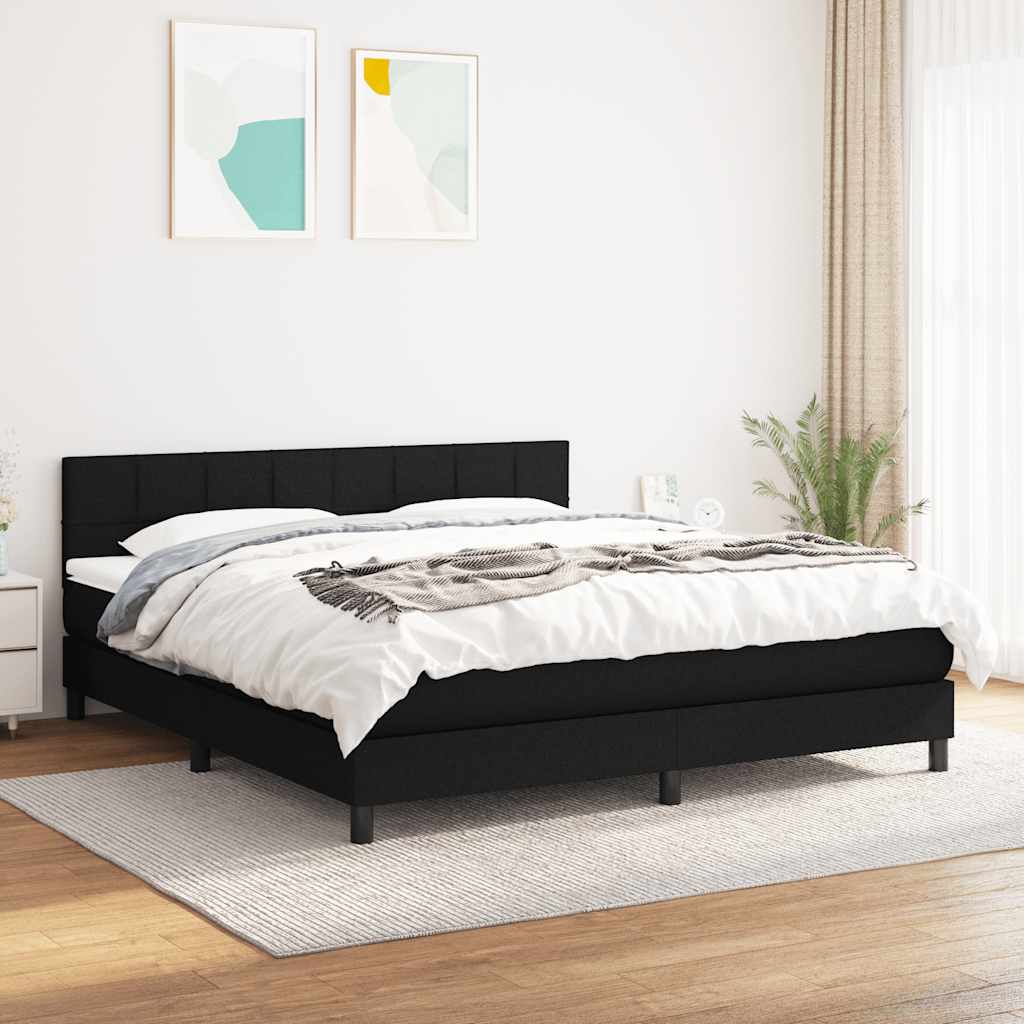 kontinentalseng med madras 160x200 cm stof sort billede