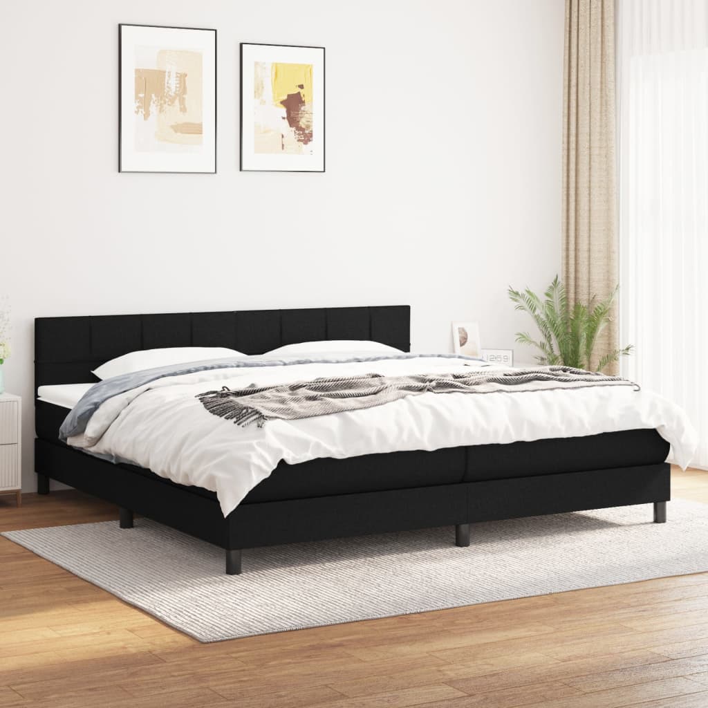 kontinentalseng med madras 200x200 cm stof sort billede