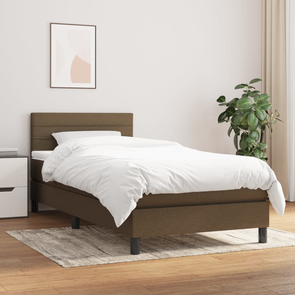 kontinentalseng med madras 90x200 cm stof mørkebrun billede