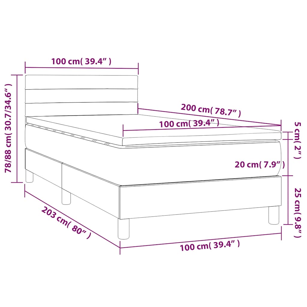 kontinentalseng med madras 100x200 cm stof sort