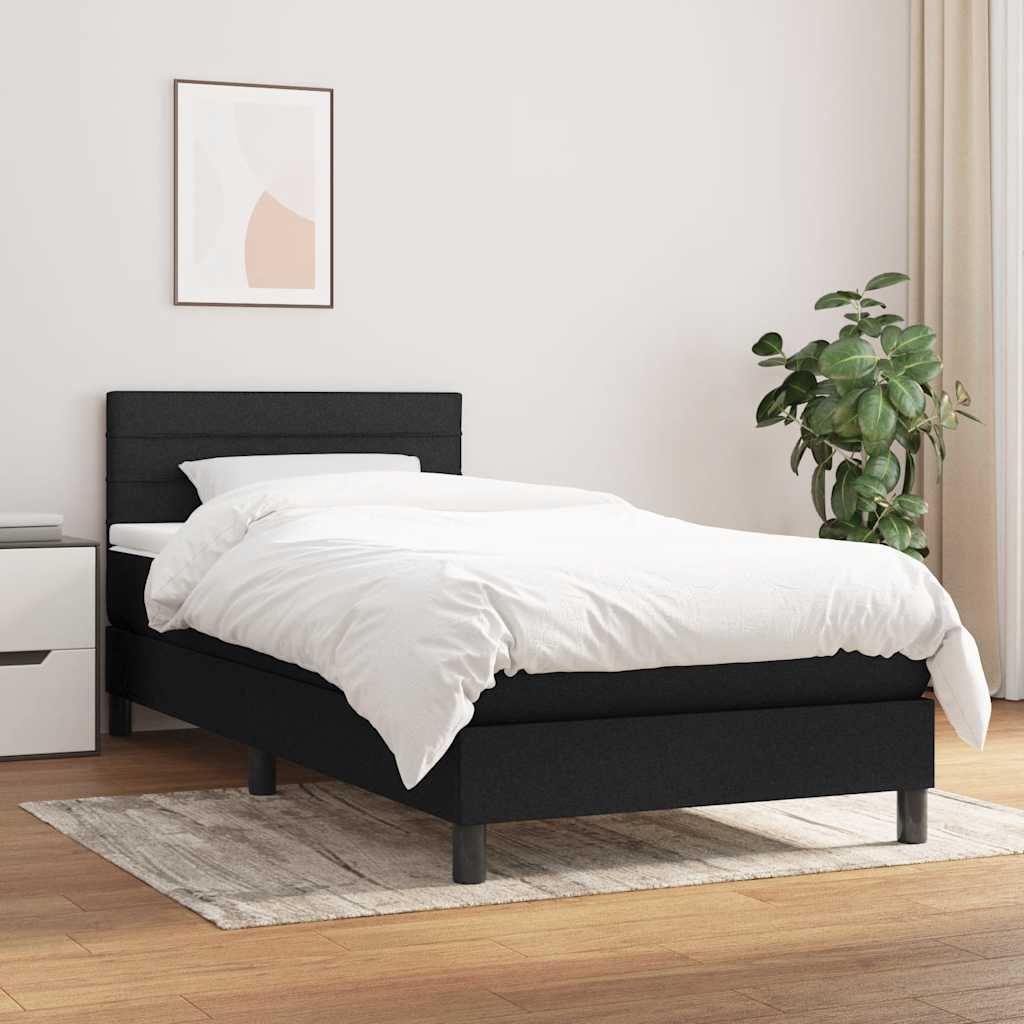 kontinentalseng med madras 100x200 cm stof sort billede