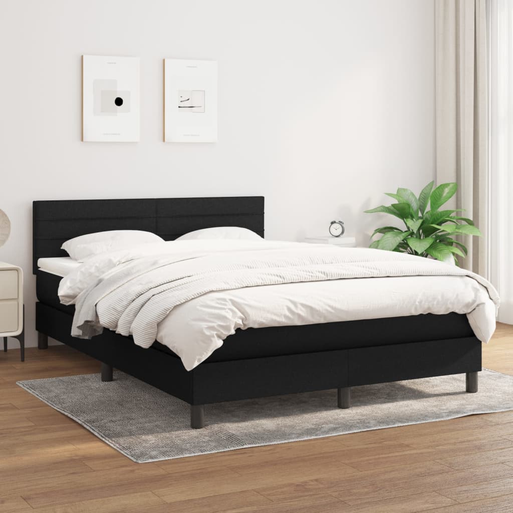 kontinentalseng med madras 140x190 cm stof sort