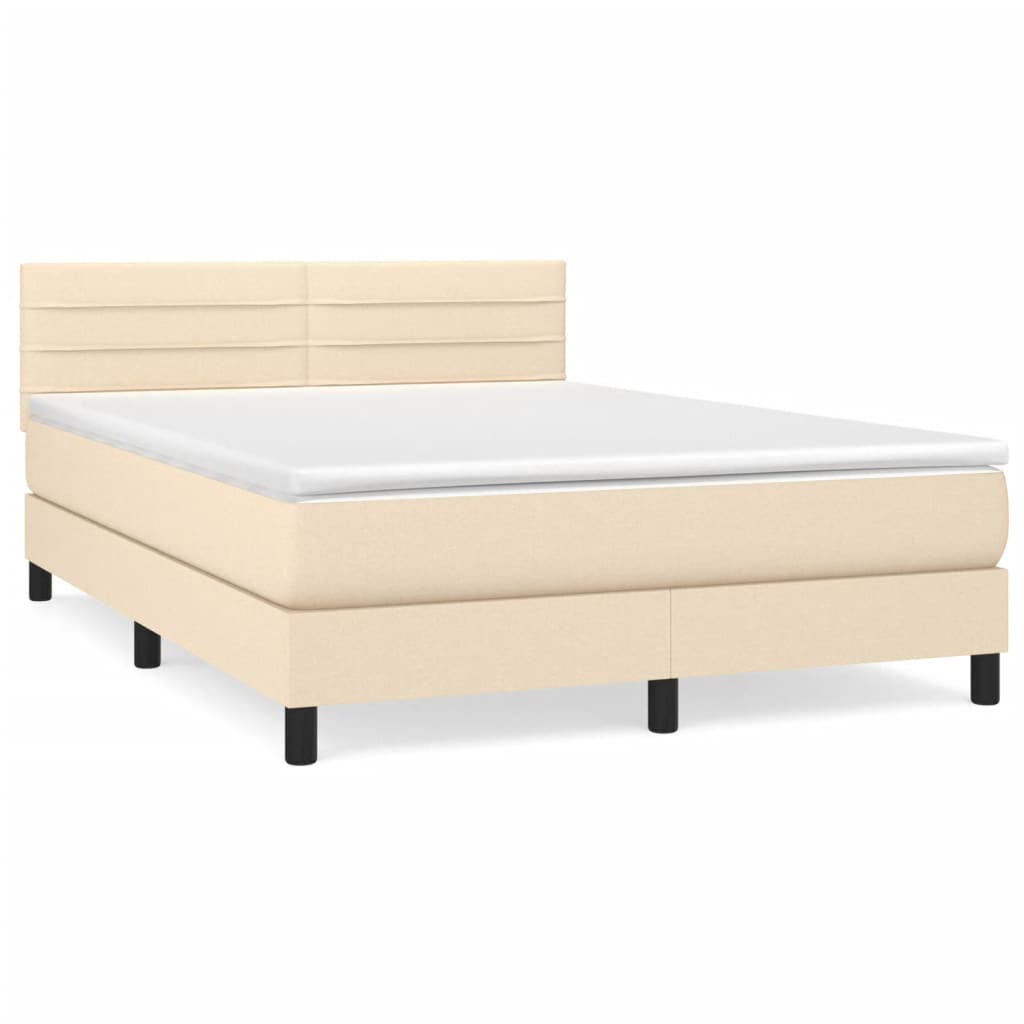 kontinentalseng med madras 140x190 cm stof cremefarvet