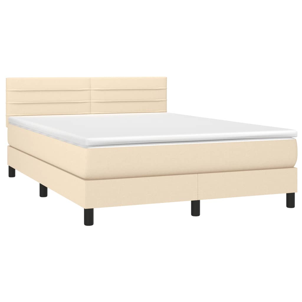 kontinentalseng med madras 140x190 cm stof cremefarvet