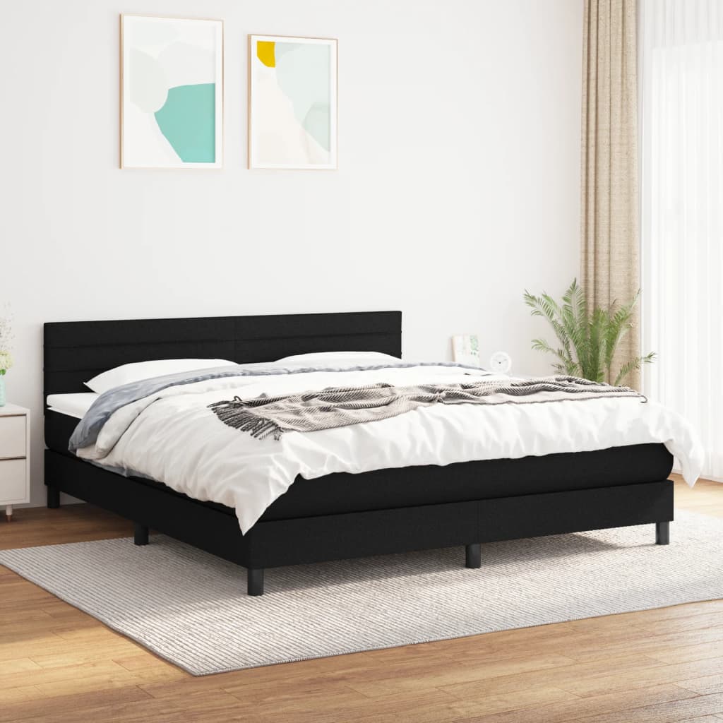 kontinentalseng med madras 160x200 cm stof sort