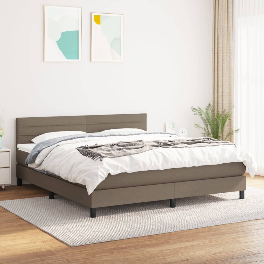 kontinentalseng med madras 160x200 cm stof gråbrun billede