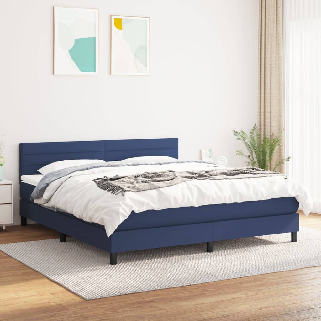 kontinentalseng med madras 160x200 cm stof blå billede