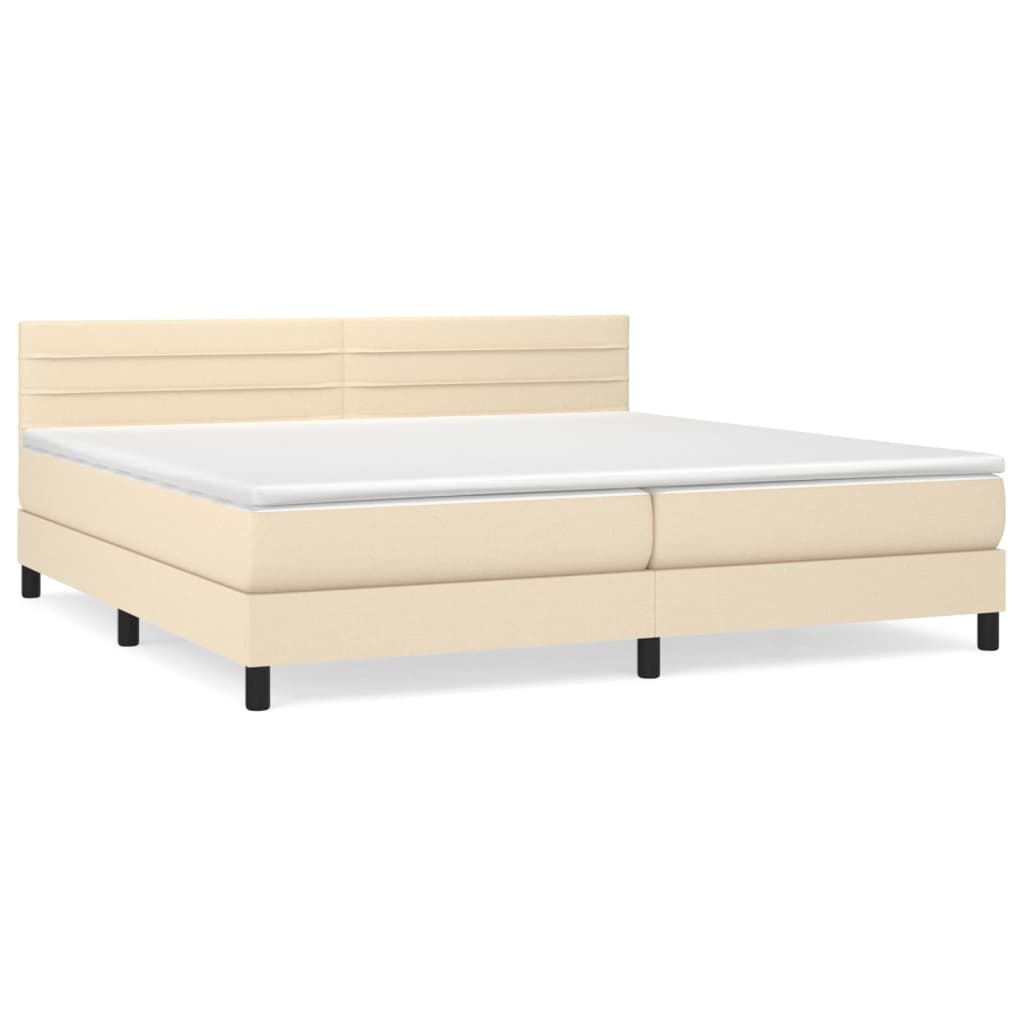 kontinentalseng med madras 200x200 cm stof cremefarvet