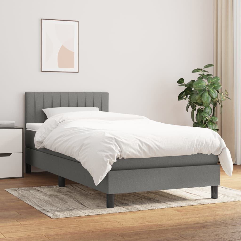 kontinentalseng med madras 90x190 cm stof mørkegrå