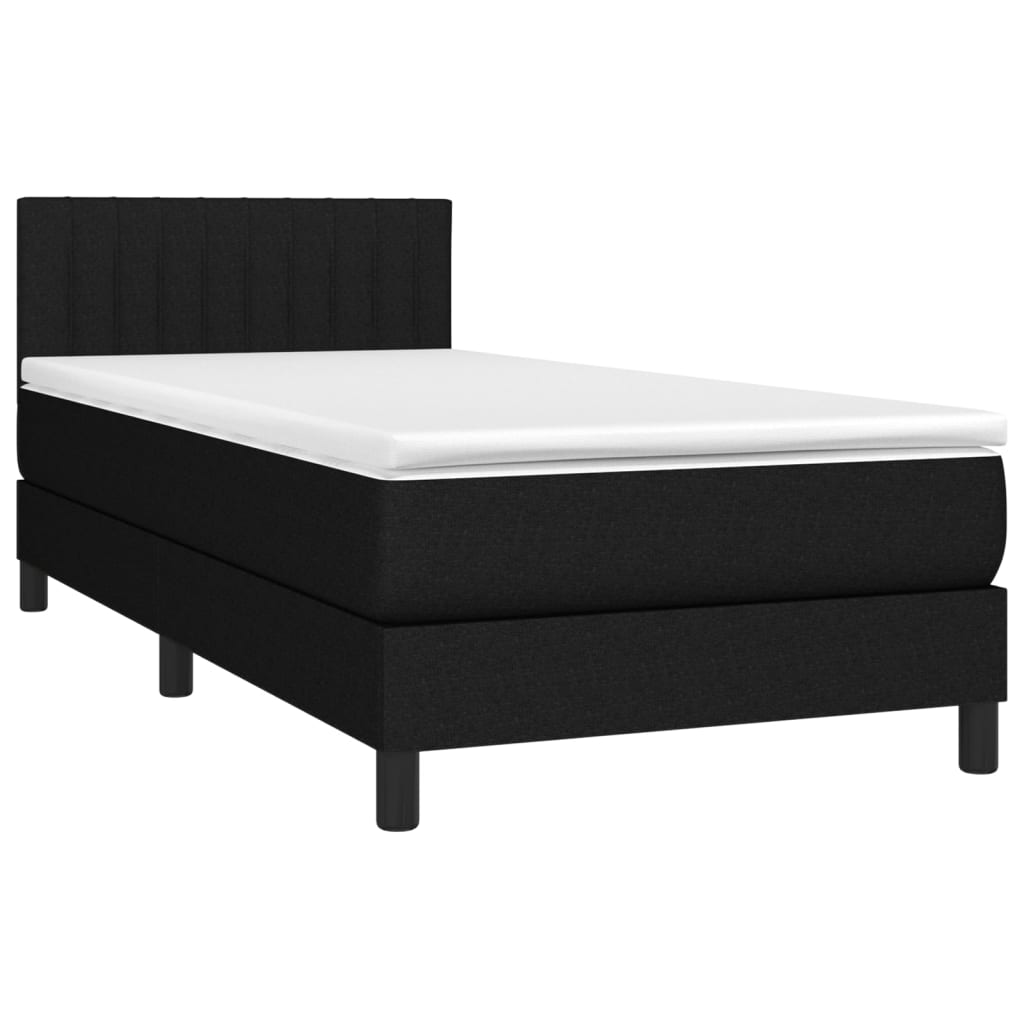 kontinentalseng med madras 90x190 cm stof sort