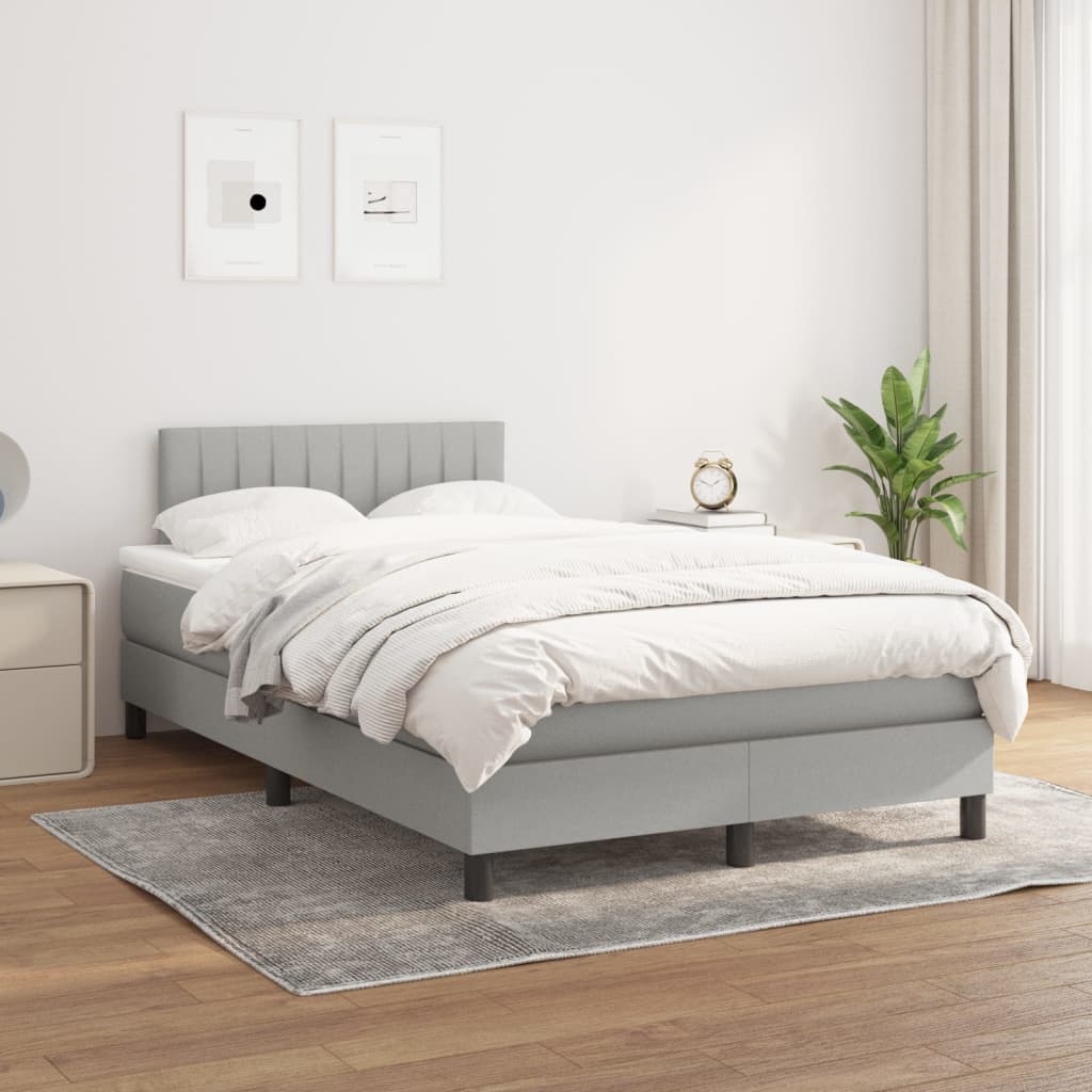 kontinentalseng med madras 120x200 cm stof lysegrå billede