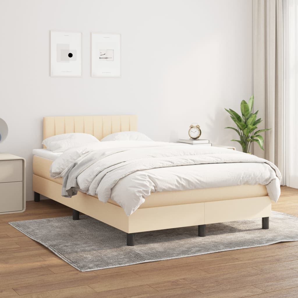 kontinentalseng med madras 120x200 cm stof cremefarvet