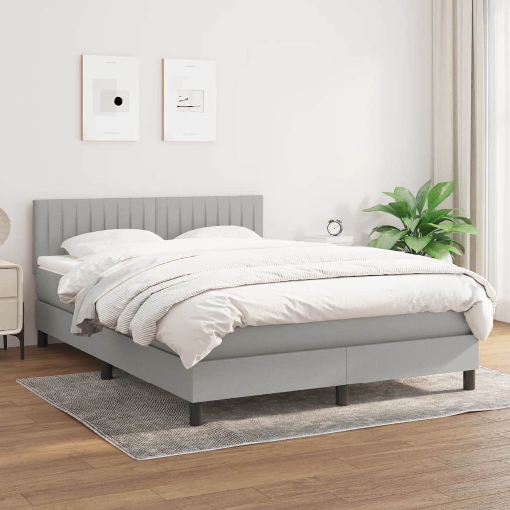 kontinentalseng med madras 140x190 cm stof lysegrå
