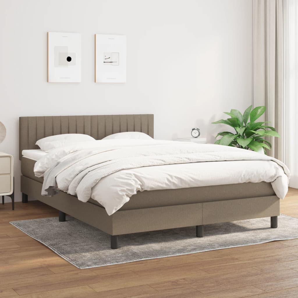 kontinentalseng med madras 140x190 cm stof gråbrun