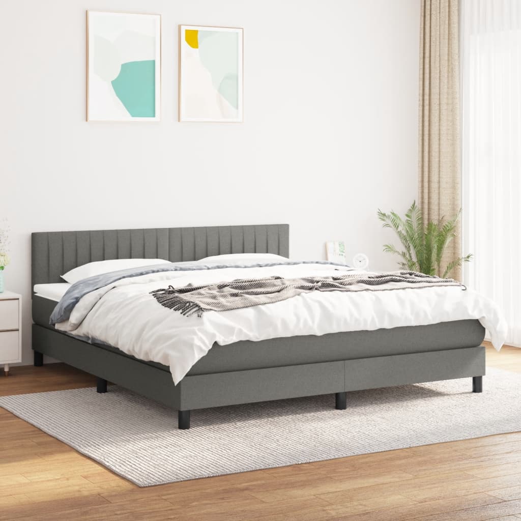 kontinentalseng med madras 160x200 cm stof mørkegrå