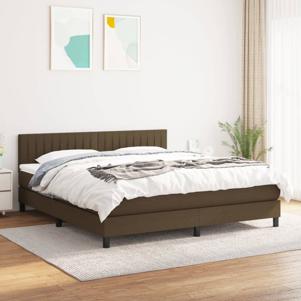 kontinentalseng med madras 180x200 cm stof mørkebrun