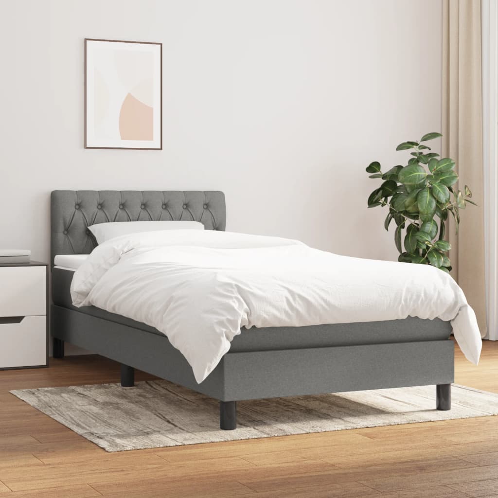 kontinentalseng med madras 100x200 cm stof mørkegrå billede