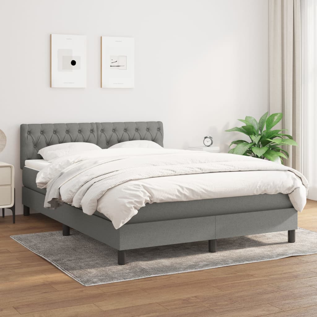 kontinentalseng med madras 140x190 cm stof mørkegrå