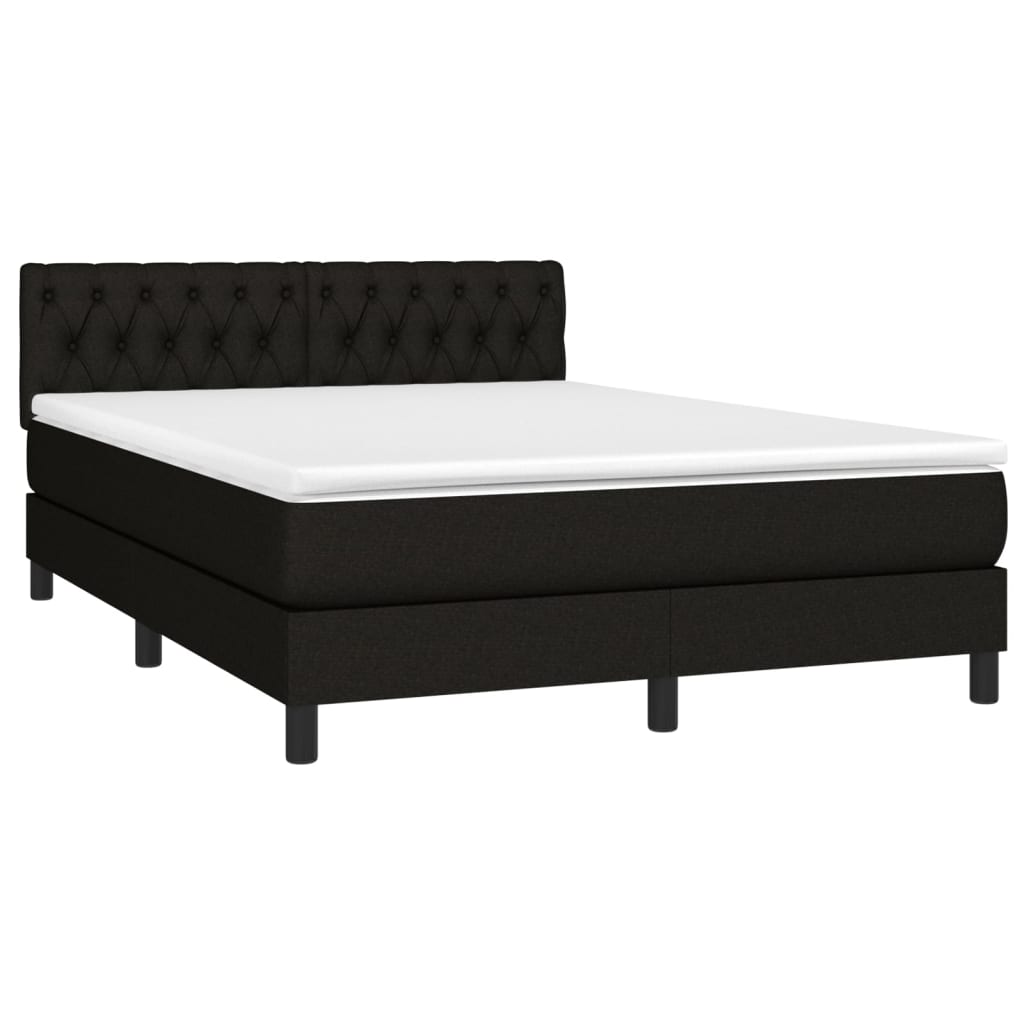 kontinentalseng med madras 140x190 cm stof sort