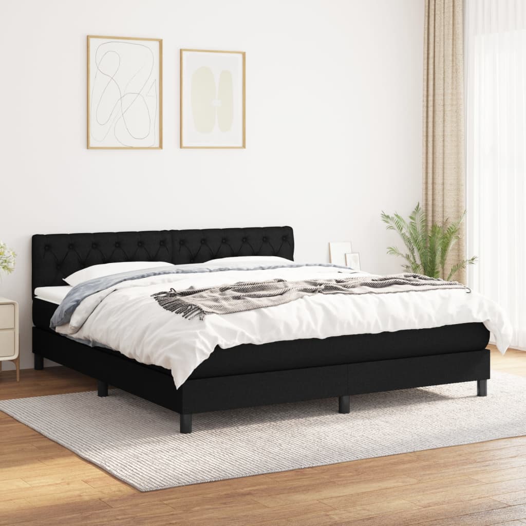 kontinentalseng med madras 160x200 cm stof sort