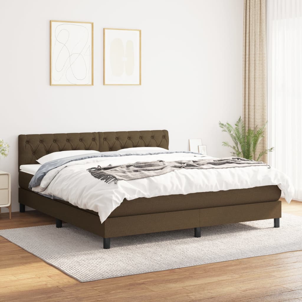 kontinentalseng med madras 160x200 cm stof mørkebrun billede