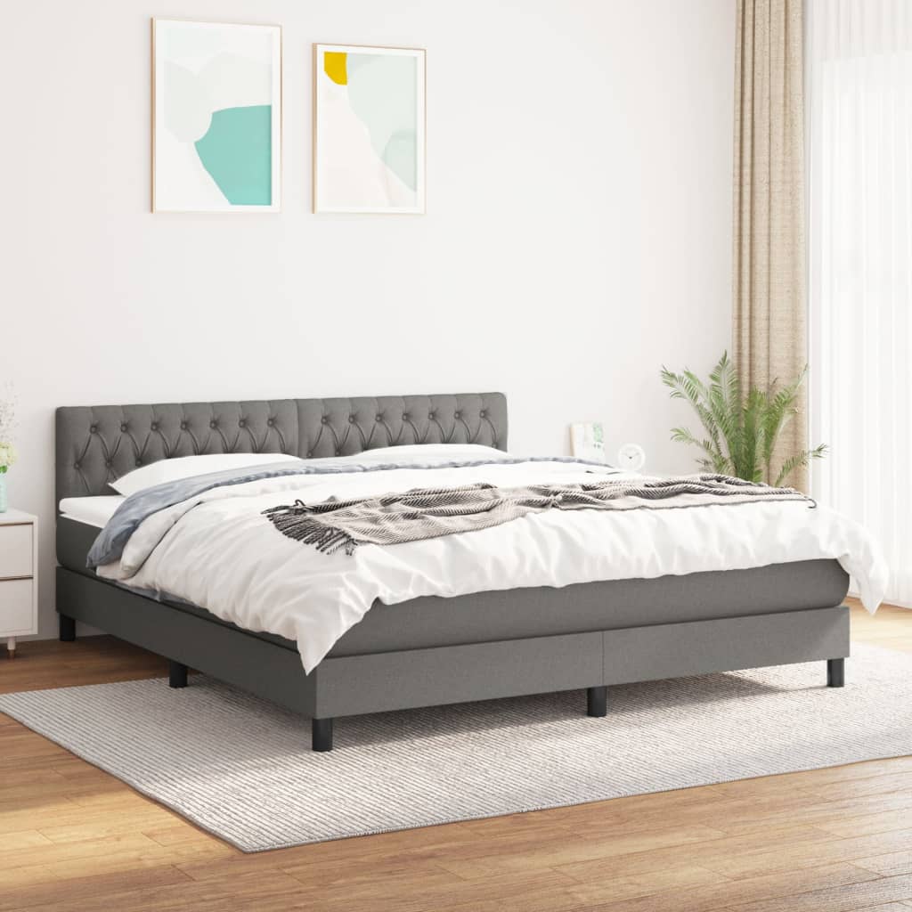 kontinentalseng med madras 180x200 cm stof mørkegrå billede