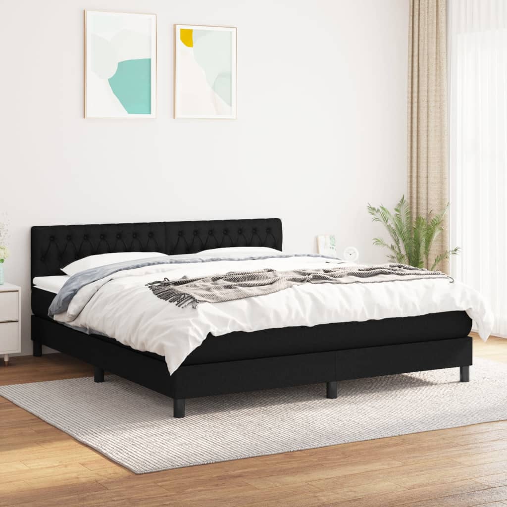kontinentalseng med madras 180x200 cm stof sort