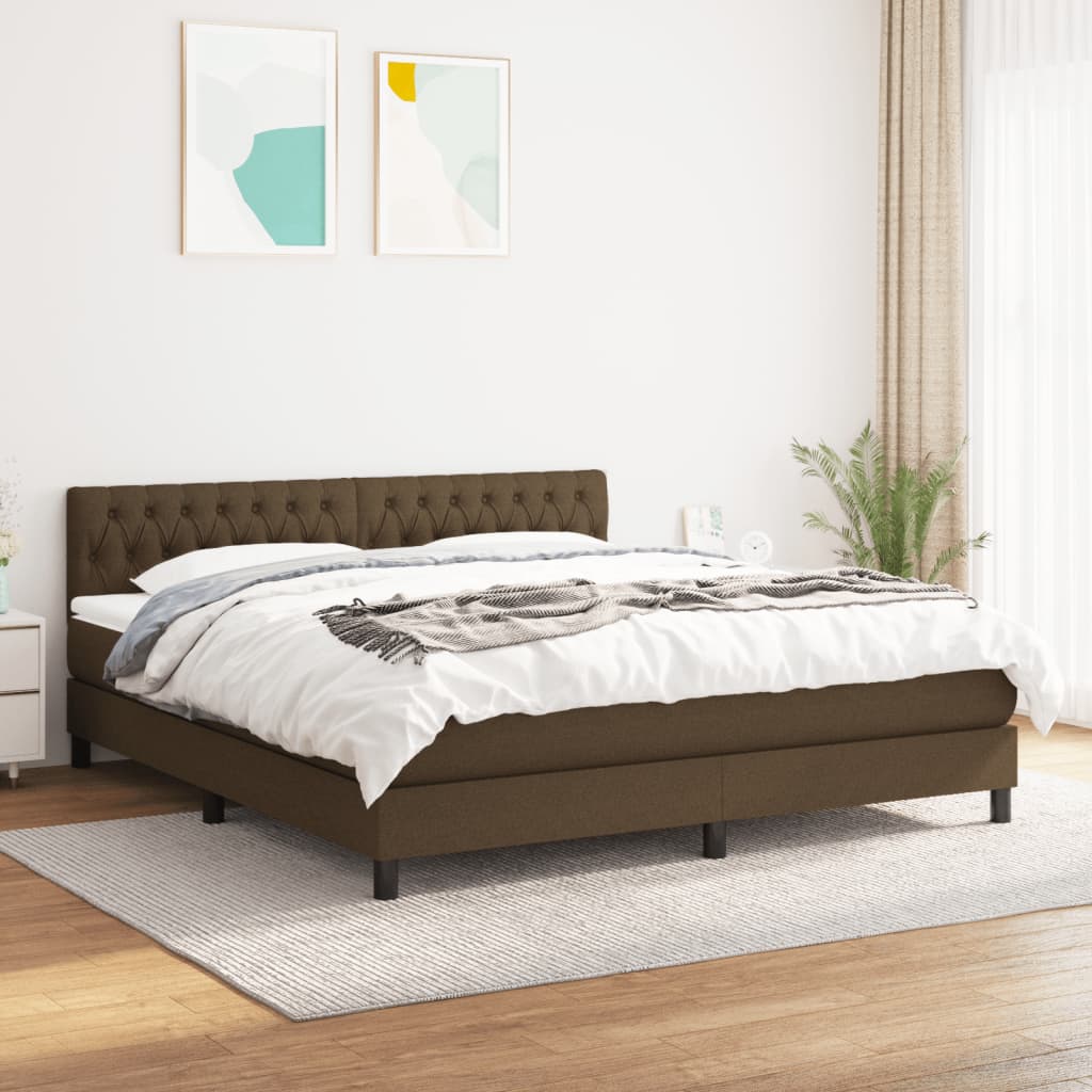 kontinentalseng med madras 180x200 cm stof mørkebrun