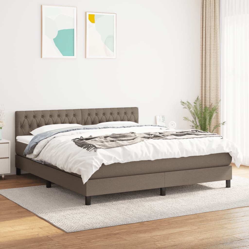 kontinentalseng med madras 180x200 cm stof gråbrun billede