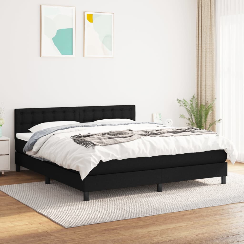 kontinentalseng med madras 160x200 cm stof sort