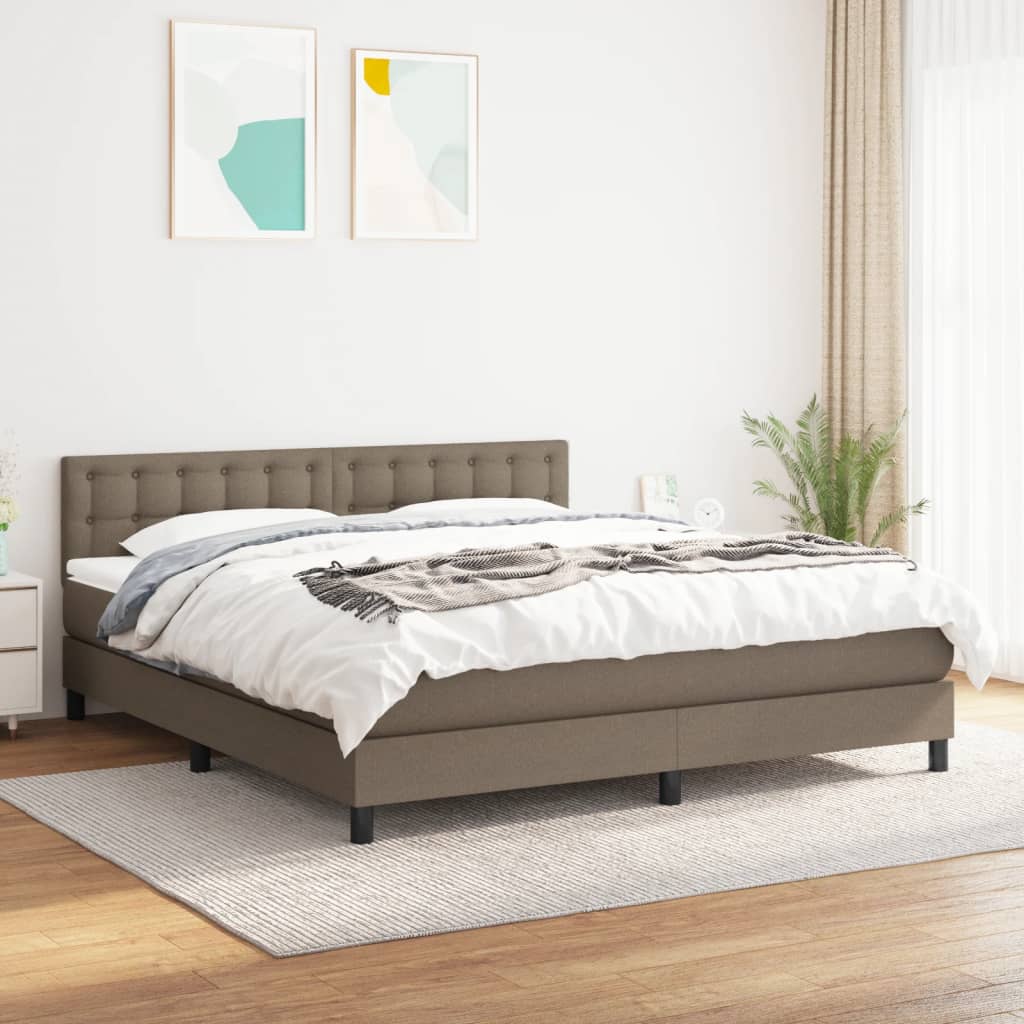 kontinentalseng med madras 180x200 cm stof gråbrun billede