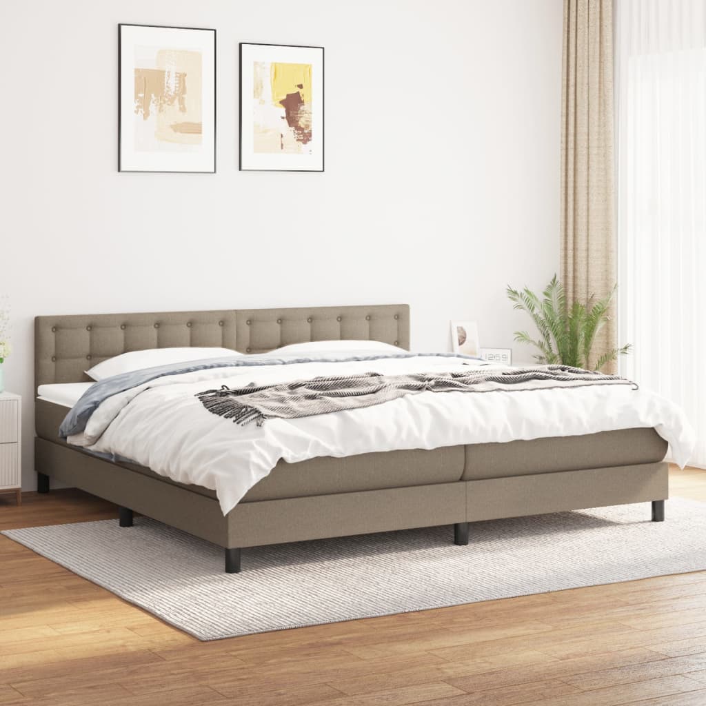 kontinentalseng med madras 200x200 cm stof gråbrun