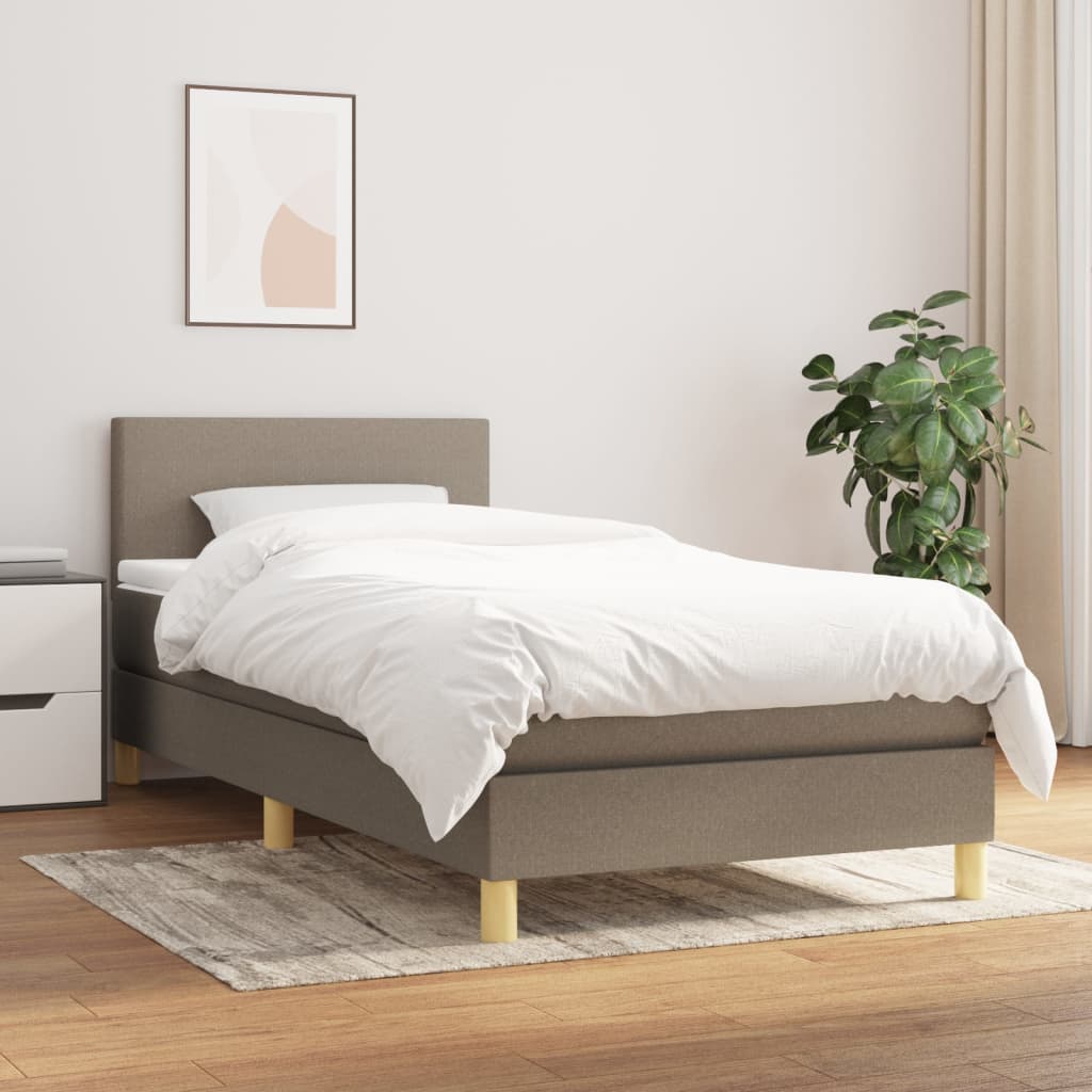 kontinentalseng med madras 90x190 cm stof gråbrun
