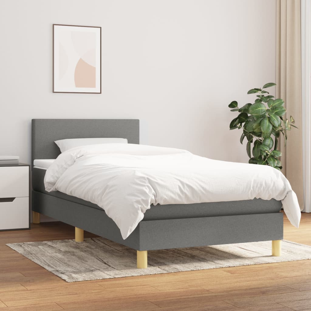 kontinentalseng med madras 90x200 cm stof mørkegrå billede