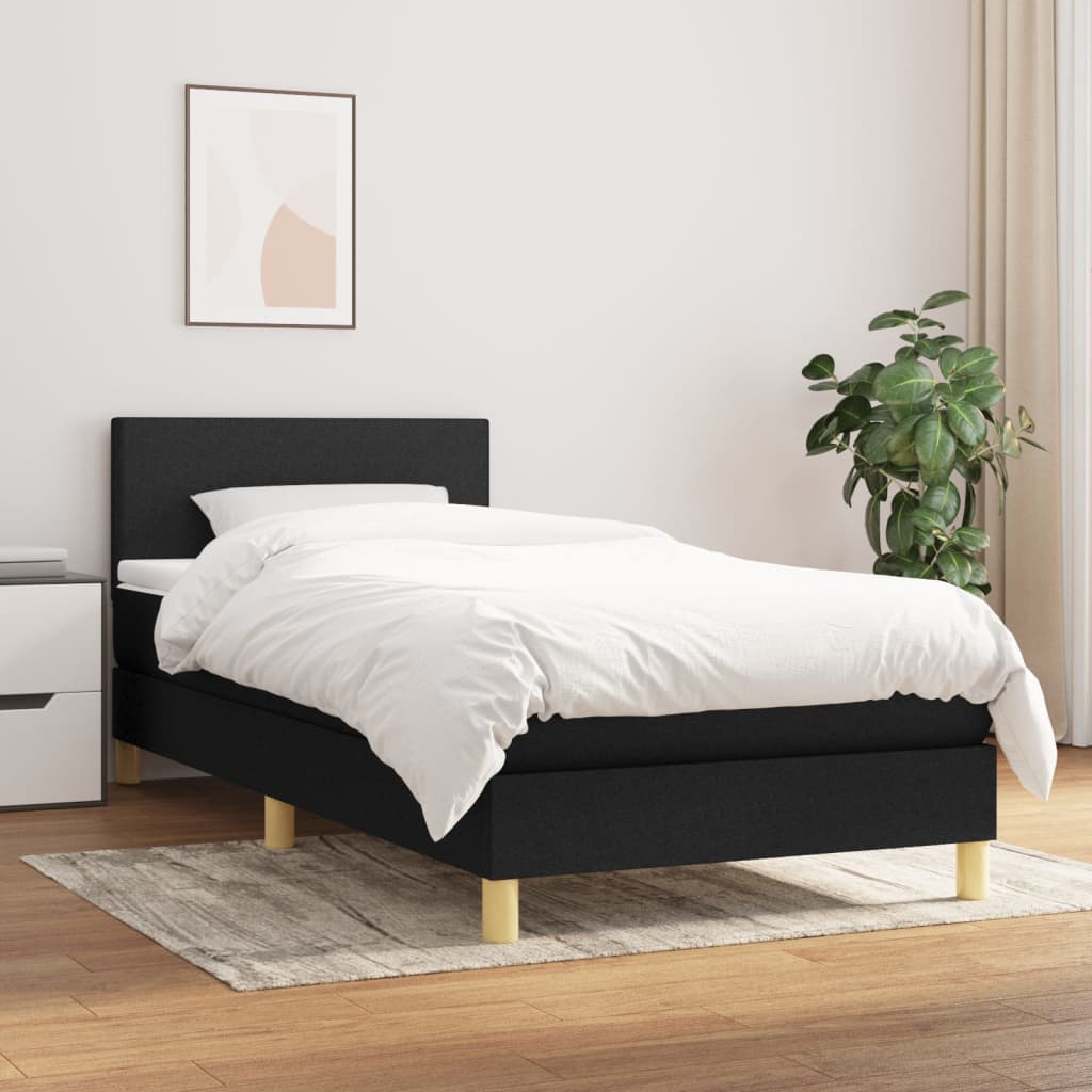 kontinentalseng med madras 90x200 cm stof sort