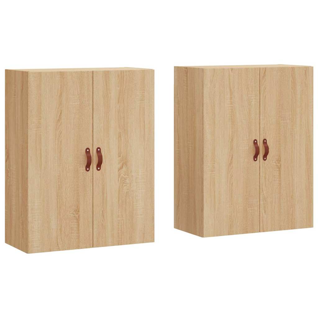 vægskabe 2 stk. 69,5x34x90 cm sonoma-eg
