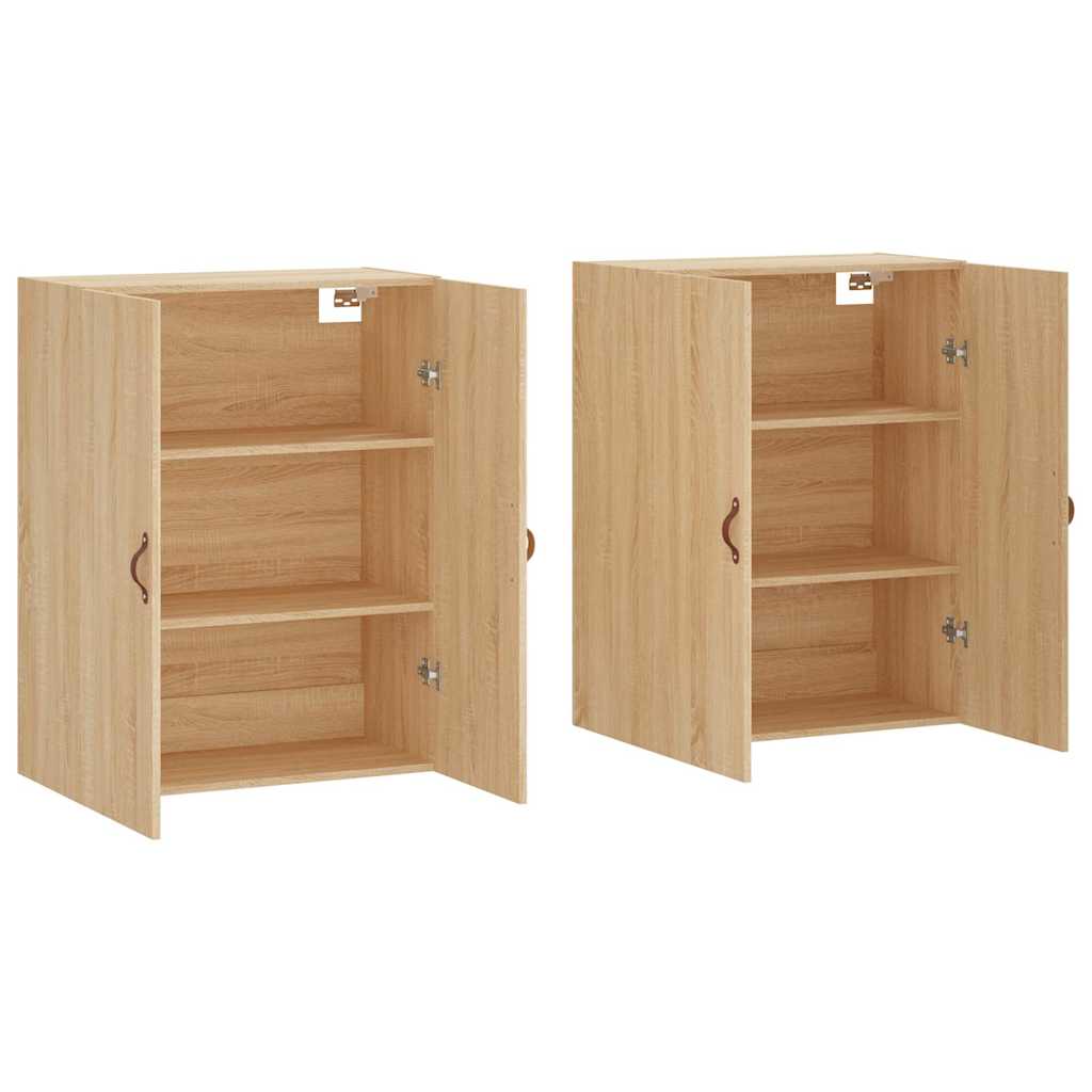 vægskabe 2 stk. 69,5x34x90 cm sonoma-eg